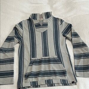 Faherty Gray and Navy Striped Hoodie